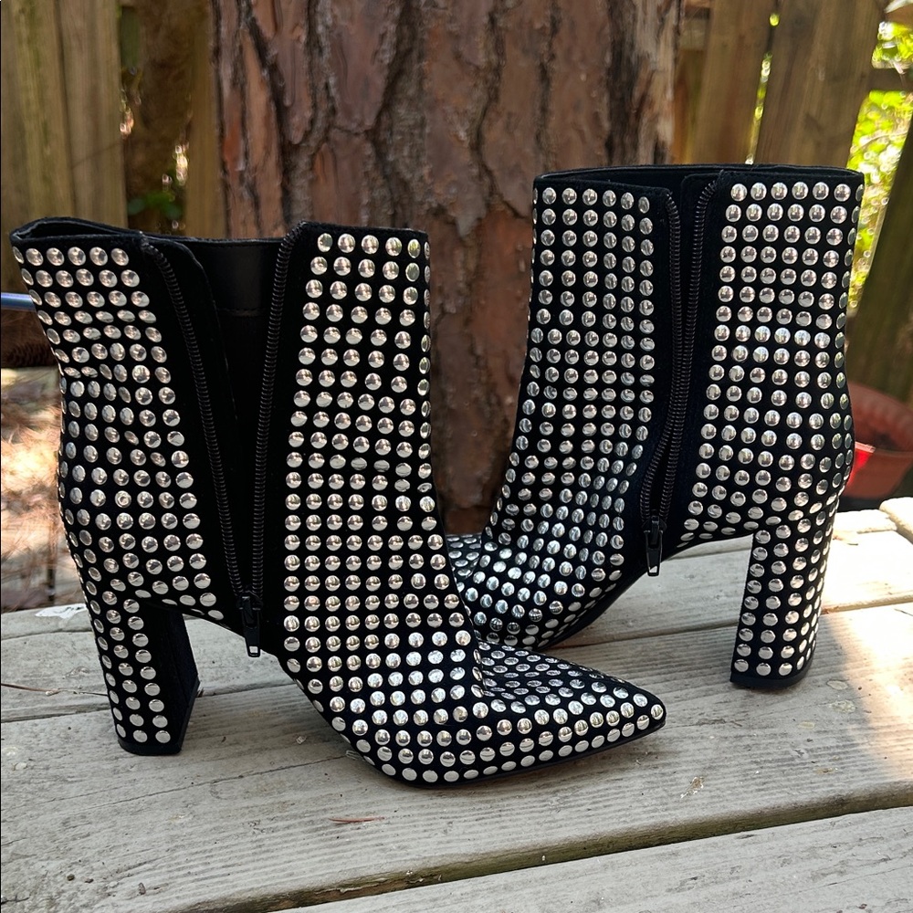 INC International Concepts Black and Silver Heeled Boots
